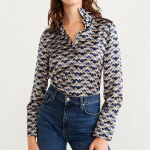 Geometric satin effect button down shirt
